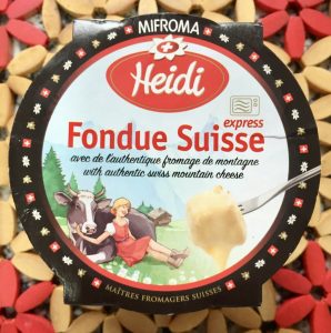 Fondue de queso marca Heidi. Envase individual preparado para el microondas.