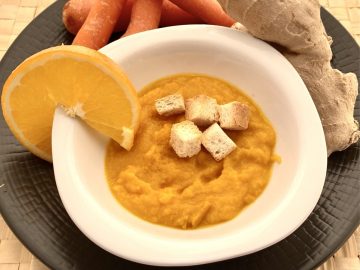 Crema de zanahoria y naranja con jengibre.