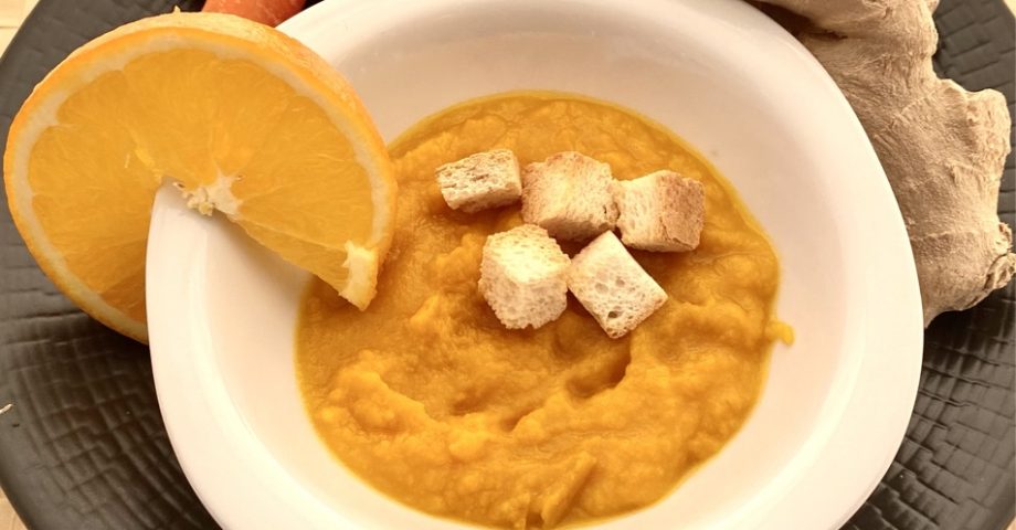 Crema de zanahoria y naranja con jengibre.